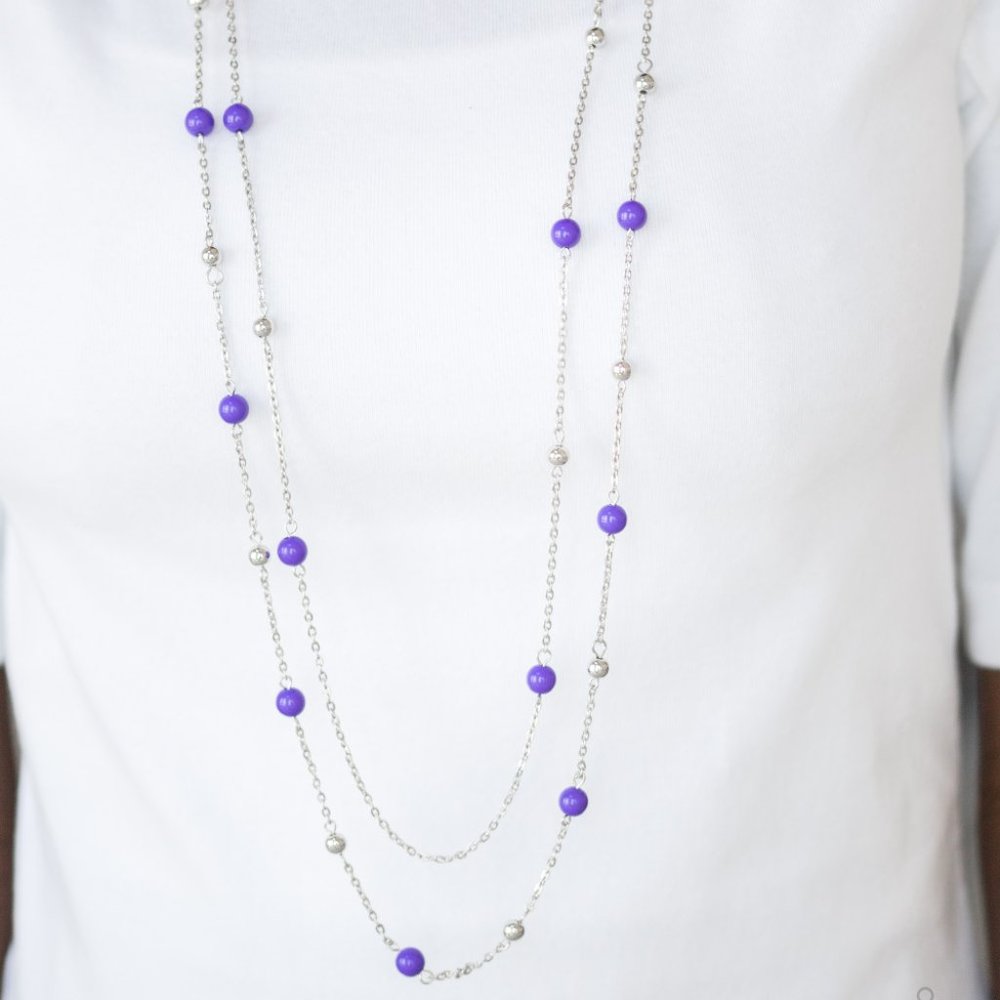 Paparazzi Beach Party Pageant Purple Necklace and Earring Set